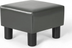 Joveco Small Footstool Ottoman Square Faux Leather Footrest for Couch Office Under Desk Grey