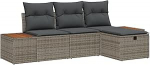 Rantry 4-teiliges Garten-Sofa-Set mit Kissen Grau Poly-Rattan Gartenlounge Model3359616