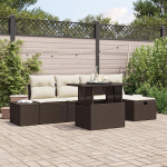 Rantry 6-teiliges Garten Sofa Set mit Kissen Braun Poly Rattan Gartenlounge Model3361197