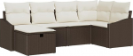 6-teiliges Garten-Sofa-Set mit Kissen Braun Poly-Rattan Gartenlounge Model3360609