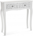 Versa Anjali Narrow Hallway Furniture Modern Console Table with 2 Drawers Measures 80 x 25 x 80 cm (H x L x W), Wood, Colour: White