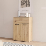Forte NIKO sahtlikapp 60, Skandi sahtlikapp, 2 ust, 1 sahtli, puitkomposiit, elutuba, magamistuba, k&auml;sit&ouml;&ouml;nduslik tammepuidust dekoor, 59,9 cm lai x 81,7 cm k&otilde;rge x 29,1 cm s&uuml;gavus.