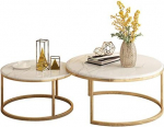 Kohvilaud kuldse aluse ja marmorkattega, elegantne 2 &uuml;mmarguse pesitsuslaua komplekt tee jaoks, laud, stiilne metallm&ouml;&ouml;bel elutuppa, kontorisse v&otilde;i lounge'ile