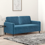 Massbinet polsterdatud diivan diivan koos istmepatjadega Moodne keskaja diivan V&auml;ikesed diivanid elutuppa korterisse magamistuppa 2-kohaline diivan sinine 140 cm Velvet