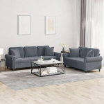 LAPOOH 3202271 2-osaline diivan komplekt padjadega tumehall samet, Lounge diivan, diivanid ja diivanid, Relax diivan, diivan elutuppa
