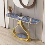 Esiku konsoollaud, Faux marmorist sissep&auml;&auml;sulaud metallist alusega, kaasaegne konsoollaud, kitsad diivanilauad, pikad talumajapidamise fuajeelauad esikusse, elutuppa, diivani taha