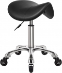 WKWKER Heavy Duty Rolling Stool with Wheels Hydraulic Swivel Adjustable Rolling Stool Ergonomic Thick Leather Stool Chair for Kitchen Drawing Laboratory Office Salon Message Stool - Black