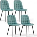 CLIPOP Sametist s&ouml;&ouml;gitoatoolid, k&ouml;&ouml;gitoolid, polsterdatud tool, elutoa tool, iste seljatoega ja metallist jalad (sametroheline, 4 tk)