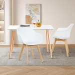 LafeuR s&ouml;&ouml;gilaud koos 2 tooliga, ristk&uuml;likukujuline k&ouml;&ouml;gilaud ja 2 s&ouml;&ouml;gitooli komplekt k&auml;etoega k&ouml;&ouml;ki, elutuppa, aeda, r&otilde;dule (valge laud + 2 valget tooli)