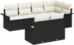 Rantry 7-teiliges Garten-Sofa-Set mit Kissen Schwarz Poly-Rattan Gartenlounge Model3354066