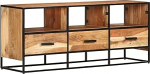 vidaXL Massiivne akaatsiapuidust TV-kapp 3 sahtliga 3 kambrit Lowboard TV-laud TV-kapp TV-m&ouml;&ouml;bel HiFi-kapp Sideboard 110 x 30 x 45 cm