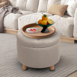 CLATINA kaasaegne &uuml;mmargune ladustamise Ottomani, Button Tufted Pouf Ottoman Foot Stock koos polsterdatud istmega, Vanity Stock eemaldatava kaanega Storage Footstock elutuppa, magamistuppa, Mak