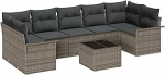 Rantry 8-teiliges Garten Sofa Set mit Kissen Grau Poly Rattan Gartenlounge Model3345279