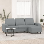 Mengtu 3-kohaline diivan koos tugitooliga Diivan Diivan Lounge diivan Pehmendusega diivan Relax diivan Kahekohaline diivan K&uuml;lalisdiivan Nurgadiivan Chaise Longue elutuppa magamistuppa k&uuml;lalistetuppa Helehall 180 cm Kangas