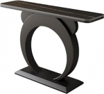Konsolentisch, Sofatisch, Eingangstisch aus Rockboard, moderner Akzenttisch, Flurtisch, Foyertisch mit Metallrahmen, Tisch hinter der Couch f&uuml;r das Wohnzimmer (schwarz, 120 cm)