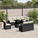 Garten-Sofagarnitur mit modularem Design | PE-Rattan | Schwarz | f&uuml;r Terrasse und Innenhof Model3268036