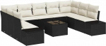 Rantry 9 osaliges Garten Sofa Set mit Kissen Braunes Poly Rattan Gartenlounge Model3347227