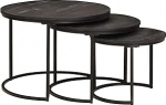 Rantry Nesting-Couchtische 3 tk Schwarz Massivholz Mango und Stahl Tisch Model4104634
