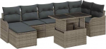 Rantry 8-teiliges Garten-Sofa-Set mit Kissen Grau Poly Rattan, 2-Sitzer Garten-Sofa mit Kissen Grau Poly Rattan Gartenlounge Model3348505
