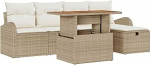Rantry 6-teiliges Garten Sofa Set mit Kissen Beige Poly Rattan Gartenlounge Model3361295