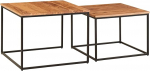 FineBuy elutoa laud 2 akaatsia t&auml;ispuidust / metallist k&uuml;ljelaua ruudukujuline disainiga kohvilaud metallist jalgadega diivanilaud kohvilaud 2-osaline komplekt laud