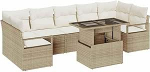 8-teiliges Garten-Sofa-Set mit Kissen Beige Poly-Rattan, 2-Sitzer Garten-Sofa mit Kissen Beige Poly-Rattan Gartenlounge Model3348777