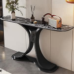 Moderner Langer Konsolentisch mit Stauraum - Eingangs-Akzenttisch f&uuml;r Flur und Wohnzimmer - Stilvoller schwarzer 150 cm (59 Zoll) Sofatisch - Modernes Designm&ouml;bel