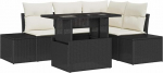 5-teiliges Garten-Sofa-Set mit Kissen Schwarz Poly-Rattan Gartenlounge Model3349173