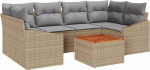 Gartensofa-Set mit Kissen 7 tk Beige Poly-Rattan Gartenm&ouml;bel Model3347784