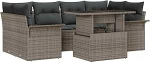 7-teiliges Garten-Sofaset mit Kissen Grau Poly Rattan, 2-Sitzer Garten-Sofa mit Stauraum & Kissen Grau Poly Rattan Gartenlounge Model3356952