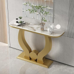 Konsolentisch, moderner Eingangstisch aus Kunstmarmor, Akzenttisch mit Metallsockel, vielseitige Aufbewahrungsl&ouml;sung f&uuml;r Eingangsbereich oder Wohnzimmer