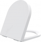 SAMODRA Premium D-kujuline WC-kate, WC-istme pehme sulgemismehhanismiga, valge WC-kate kiirl&uuml;litusfunktsiooniga ja pehme sulgemisega, Duroplastist WC-istme - 460 x 353 mm