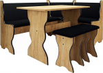 Mirjan24 Thomas Corner Bench Group Consists of Kitchen Corner Bench, Table, 2 x Stools, Dining Room Bench (Oak Craft Gold + Hugo 100)