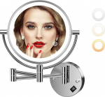 Auxmir Cosmetic Mirror with LED Lighting 1X/20X Magnification, Dimmable Makeup Mirror with Touch Switch, 3 Colours Adjustable, Shaving Mirror Wall Mounted for Bathroom, Spa and Hotel