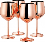 Oak & Steel - 4 Stainless Steel Wine Glasses Gift Set (540 ml) - Rose Gold/Copper - Robust & Unbreakable - Portable for Travel, Camping, Outdoor, Picnics