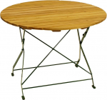 DEGAMO T&Ouml;LZ Garden Table 100 cm Round Folding Flat Steel Green + Robinia Outdoor