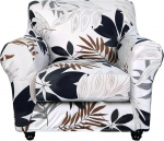 SearchI Floral Printed Stretch Sofa Cover 2 Pieces Armchair Slipcover with Separate Chair Cushion Washable Furniture Protector for Living Room (Armchair, Maple Leaf)
