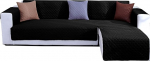 JIABOLANG Double-Sided L-Shaped Couch Cover, Sectional Sofa Covers Set, Chaise Lounge Cover, Slipcovers for Sofas, Sectional Furniture, Protective Cover (Medium, Black)