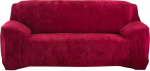 Hengweiuk Pure Color Thick Sofa Cover Sofa Protector 1/2/3/4 Seater Velvet Sofa Slipcover Stretchy Easy Fit Stylish Furniture Cover Pet Dog Protector Wine Red 3 Seater Sofa