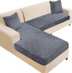 NAISI sektsiooniline diivanikate 3 Pack Velvet eraldi diivanipadja katted L Shape Soft Stretch diivan Slipcovers koos 2 padjakattega vasakule/paremale Chaise Lounge 2 istekohale + 1 Chaise Longue'le