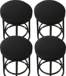 Hockerbez&uuml;ge, rund, dehnbar, rund, waschbar, Barhocker-Sitzbez&uuml;ge, Hockerkissen, Schonbezug, elastische Barstuhlbez&uuml;ge f&uuml;r 33 - 50,8 cm gro&szlig;e St&uuml;hle, Schwarz, 4 St&uuml;ck