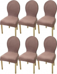LHTCCSHL K&uuml;chen-Esszimmerstuhlbez&uuml;ge, Set mit 2/4/6 Esszimmerst&uuml;hlen mit runder R&uuml;ckenlehne Schonbez&uuml;ge ohne Armlehnen f&uuml;r Esszimmerst&uuml;hle aus Holz mit Polsterung (V&auml;rv : Pruun, Suurus : 6PCS)