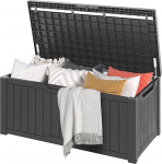 DWVO hoiukast aiapadja kast aiakast Aiakast v&auml;ljas aias Veekindel gaasit&otilde;stuk istmepatjade jaoks Aiat&ouml;&ouml;riistad ja laste m&auml;nguasjad 450 liitrit 142,1 x 67,7 x 60 cm tumehall