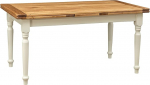 Biscottini L3904-BNT &ndash; Extending Table made of solid Basswood, Country-Style Antique Frame and tabletop with a Natural Finish, 160 x 90 x 80 cm, White