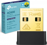 TP-Link AC600 Nano Wi-Fi Bluetooth 4.2 USB adapter, kahesageduslik traadita &uuml;hendus, toetab Windows 11/10/8.1/8/7 Wi-Fi, Windows 11/10/8.1/7 Bluetooth, WPA3 turvalisus, Plug and Play (Archer T2UB)