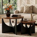 IRONCK pesulaud 2-st, &uuml;mmargune kohvilaud, kaasaegne puidust kohvilaud elutuppa ja magamistuppa, p&auml;hklipuust