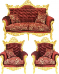 Casa-Padrino Baroque Living Set Master Bordeaux mustriga samet/kuldne - 2-kohaline diivan + 2 tugitooli - Limited Edition!