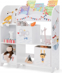 HOMASIS 3-Tier Children's Shelf, Freestanding Children's Toy Shelf, Bookcase, Storage for Toys & Books, Toy Organiser with 5 Compartments & 2 Storage Boxes (Animal Pirates)