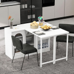 Merax pikendatav baarilaud koos hoiuruumiga, 360&deg; p&ouml;&ouml;rlev baarilaud koos kokkupandava s&ouml;&ouml;gilauaga, l&uuml;kanduksed, v&uuml;rtsiriiulid, hoiuriiulid, &otilde;ige hoiustamine, k&ouml;&ouml;k, kohvibaar, valge