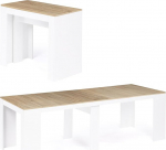 IDMarket - Orlando pikendatav konsoollaud 10 inimesele 235 cm puit valge ja p&ouml;&ouml;ki efektiga